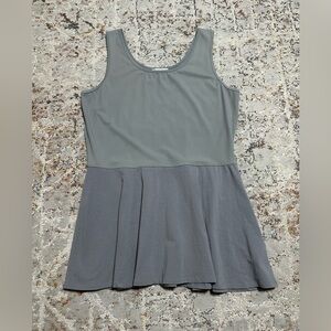 KATHLEEN KIRKWOOD sleeveless summer mini dress size 1X gray suede skirt